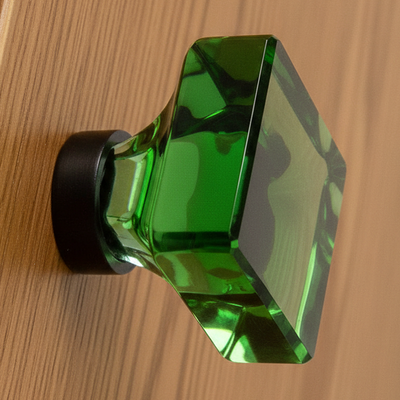 Cosmas 6377ORB-EM Oil Rubbed Bronze &amp; Emerald Glass Square Cabinet Knob