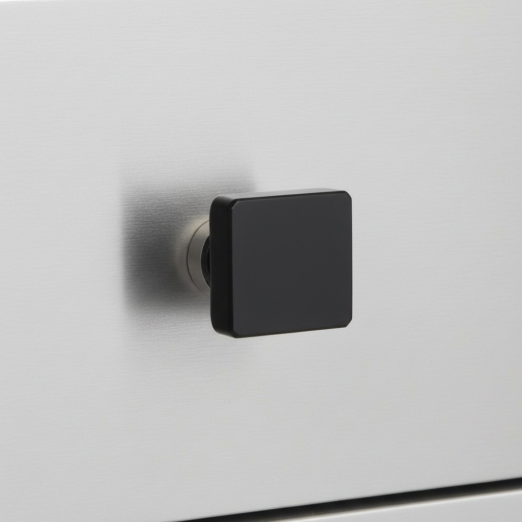Cosmas 6377SN-X Satin Nickel &amp; Black Glass Square Cabinet Knob