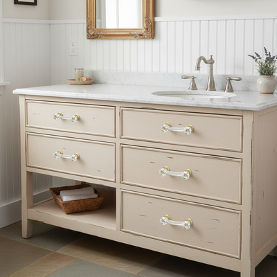 Cosmas 6397BB-C Brushed Brass with Clear Glass Cabinet Pull