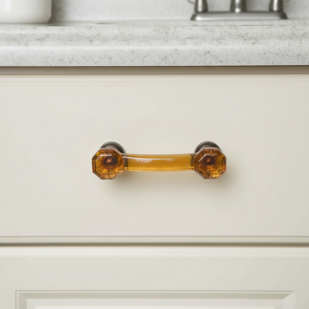 Cosmas 6397ORB-A Oil Rubbed Bronze with Amber Glass Cabinet Pull