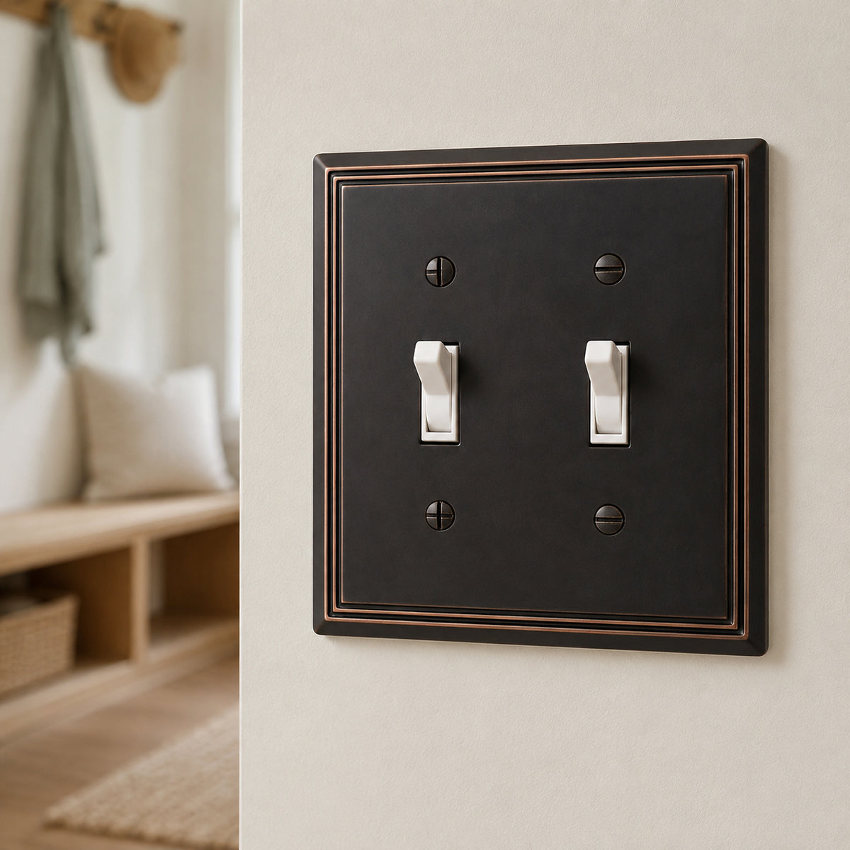 Cosmas 65004-ORB Oil Rubbed Bronze Double Toggle Switchplate Cover