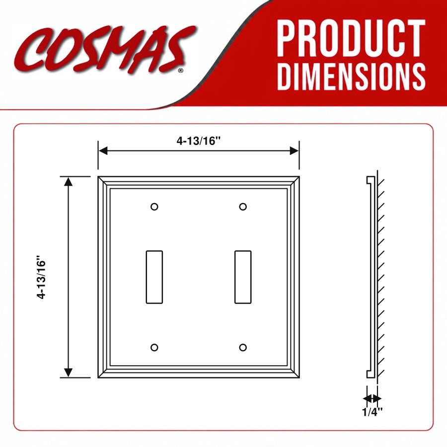 Cosmas 65004-SN Satin Nickel Double Toggle Switchplate Cover