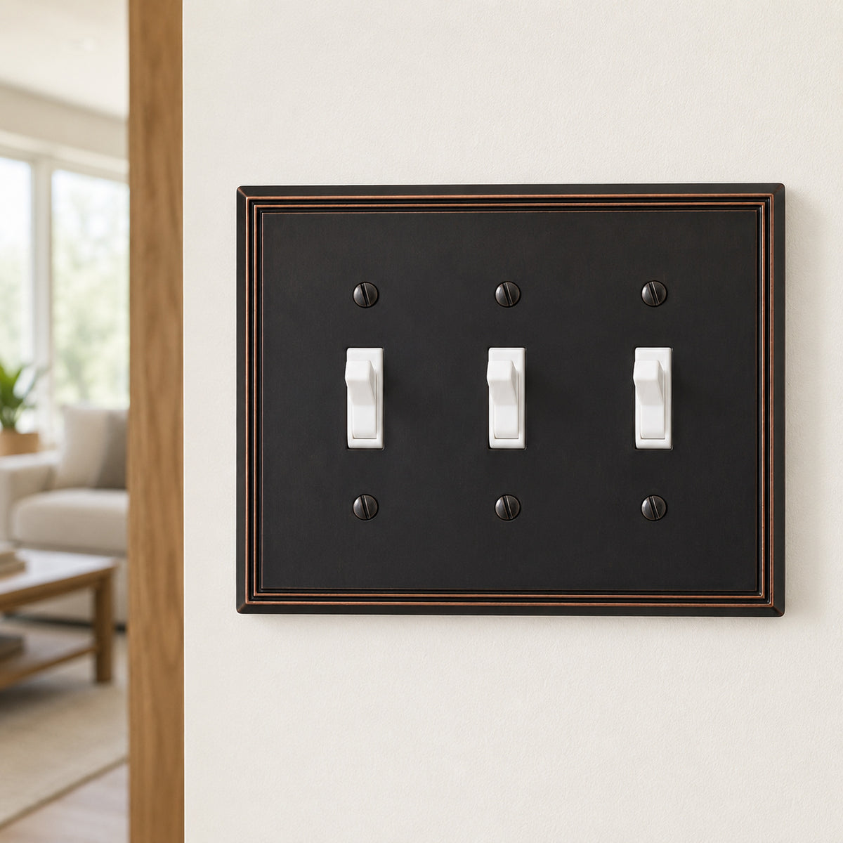 Cosmas 65005-ORB Oil Rubbed Bronze Triple Toggle Switchplate Cover