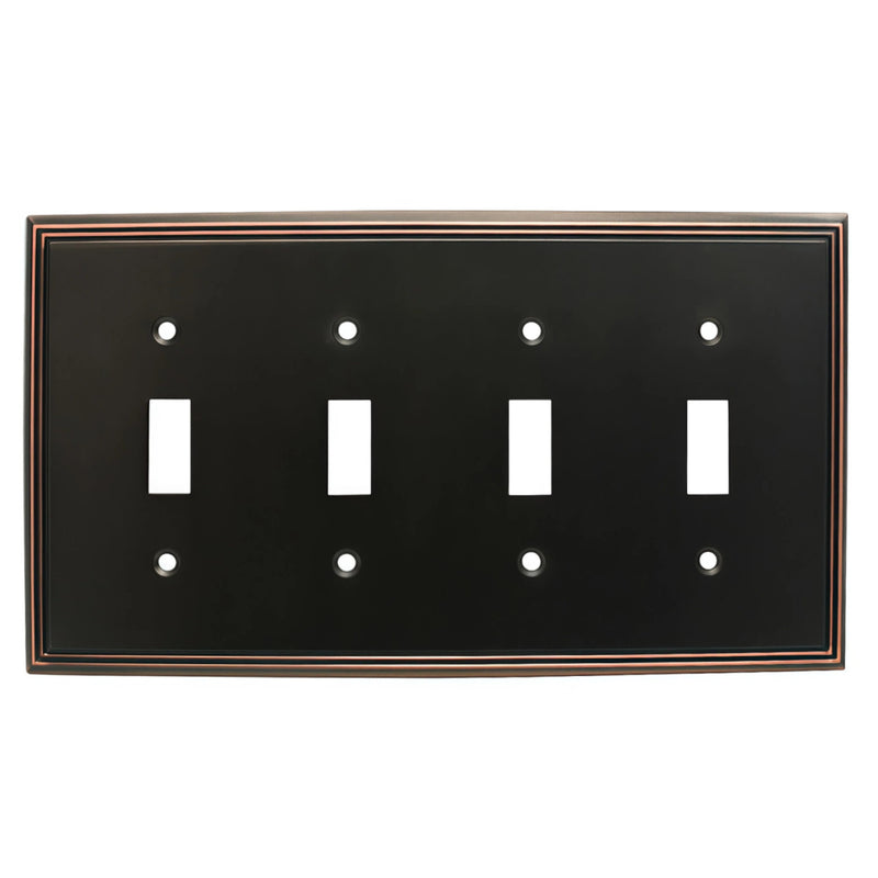 Cosmas 65006-ORB Oil Rubbed Bronze Quad Toggle Switchplate Cover
