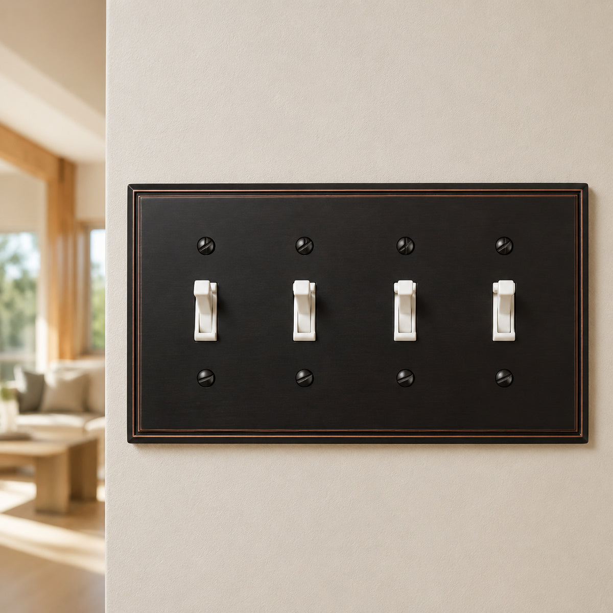 Cosmas 65006-ORB Oil Rubbed Bronze Quad Toggle Switchplate Cover