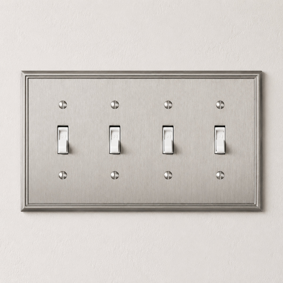 Cosmas 65006-SN Satin Nickel Quad Toggle Switchplate Cover