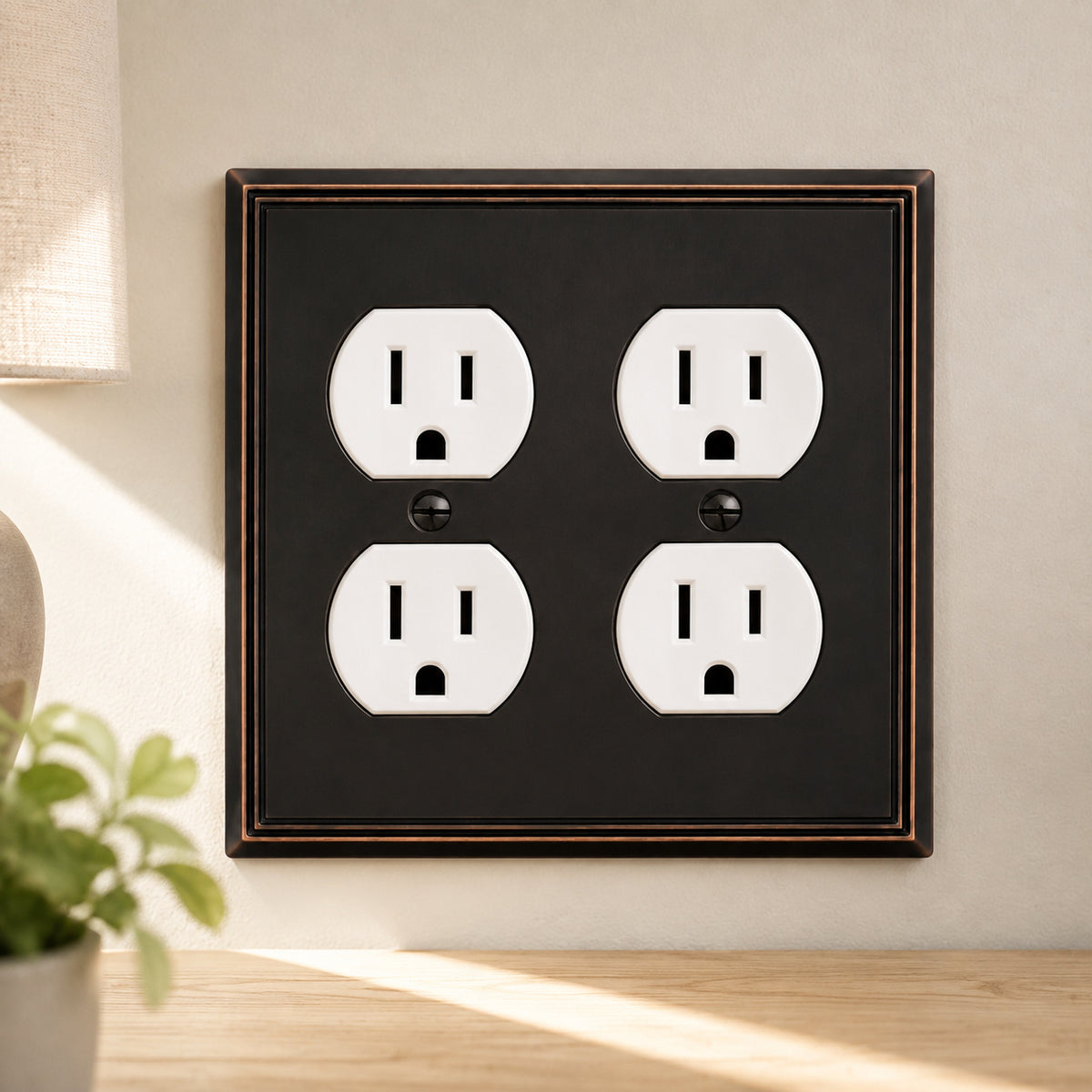 Cosmas 65044-ORB Oil Rubbed Bronze Double Duplex Outlet Wall Plate