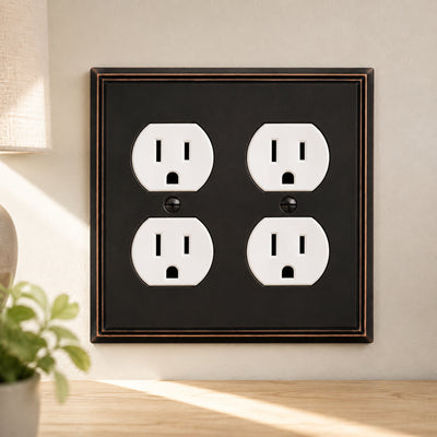 Cosmas 65044-ORB Oil Rubbed Bronze Double Duplex Outlet Wall Plate