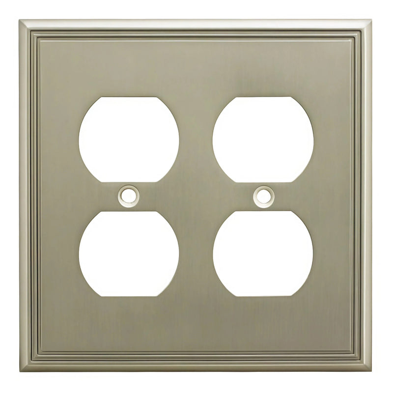 Cosmas 65044-SN Satin Nickel Double Duplex Outlet Wall Plate
