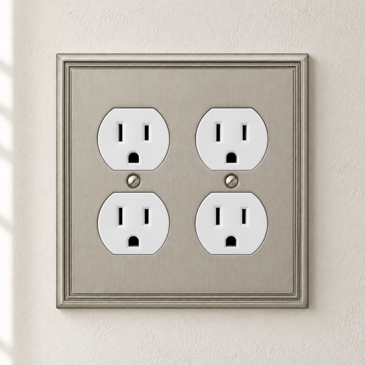 Cosmas 65044-SN Satin Nickel Double Duplex Outlet Wall Plate