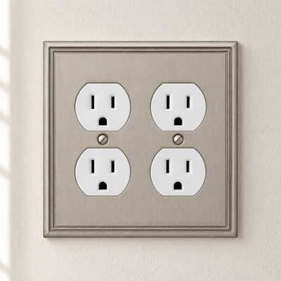 Cosmas 65044-SN Satin Nickel Double Duplex Outlet Wall Plate