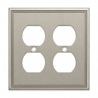 Cosmas 65044-SN Satin Nickel Double Duplex Outlet Wall Plate