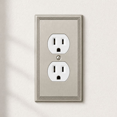 Cosmas 65049-SN Satin Nickel Single Duplex Outlet Wall Plate