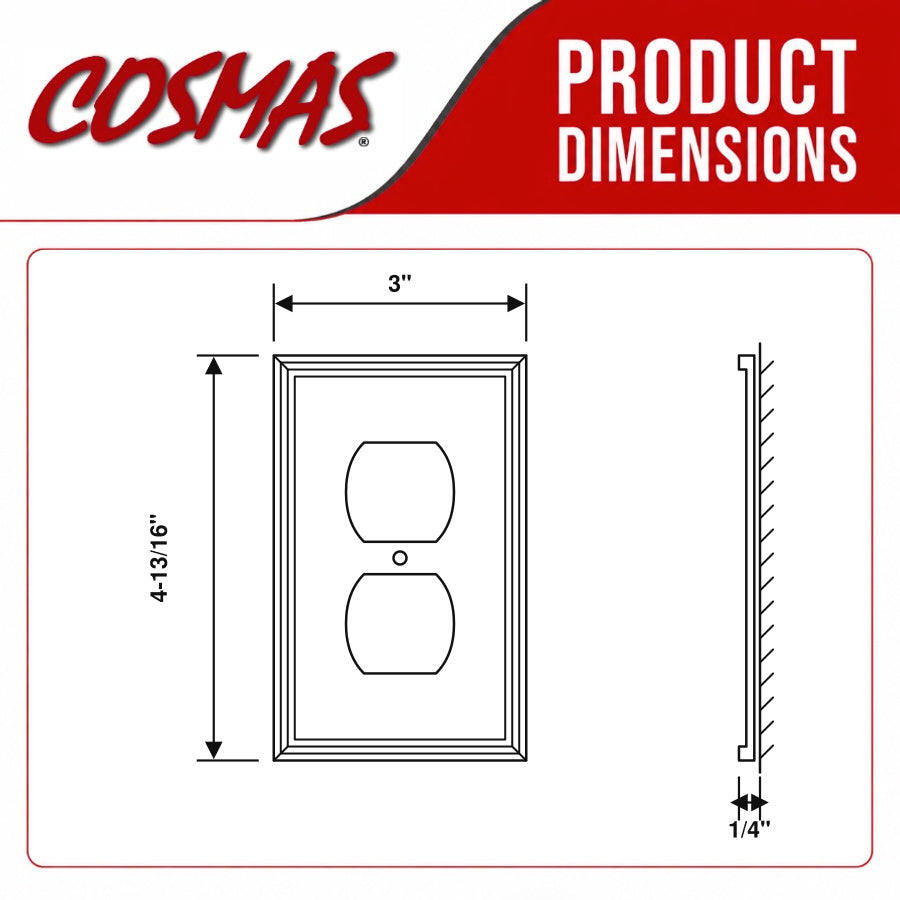 Cosmas 65049-SN Satin Nickel Single Duplex Outlet Wall Plate