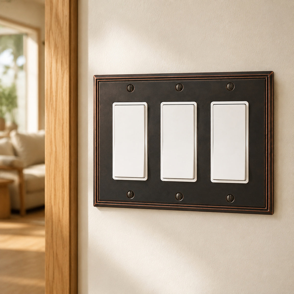 Cosmas 65070-ORB Oil Rubbed Bronze Triple GFCI / Decora Wall Plate
