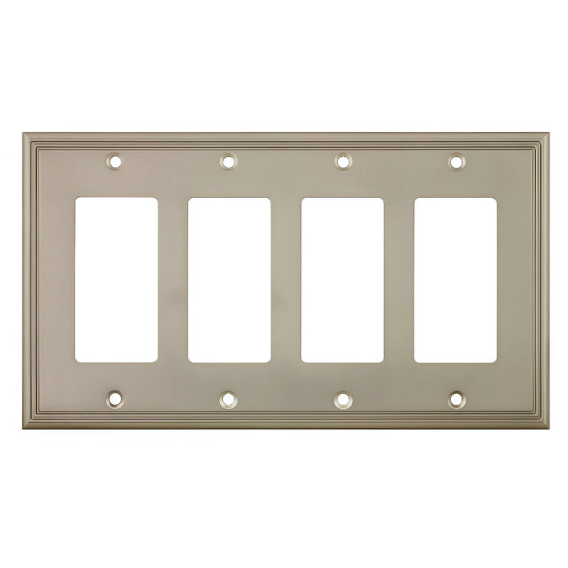 Cosmas 65075-SN Satin Nickel Quad GFCI / Decora Wall Plate