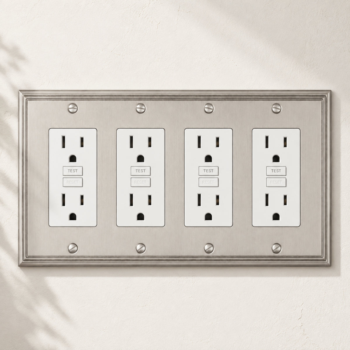 Cosmas 65075-SN Satin Nickel Quad GFCI / Decora Wall Plate