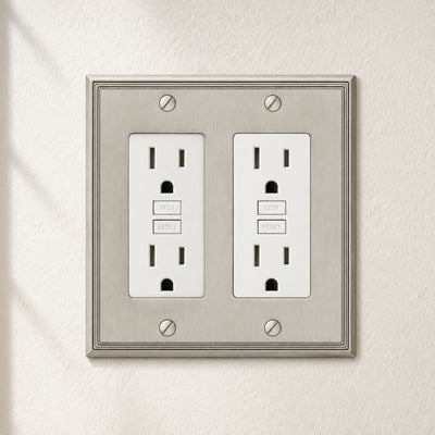 Cosmas 65088-SN Satin Nickel Double GFCI / Decora Wall Plate
