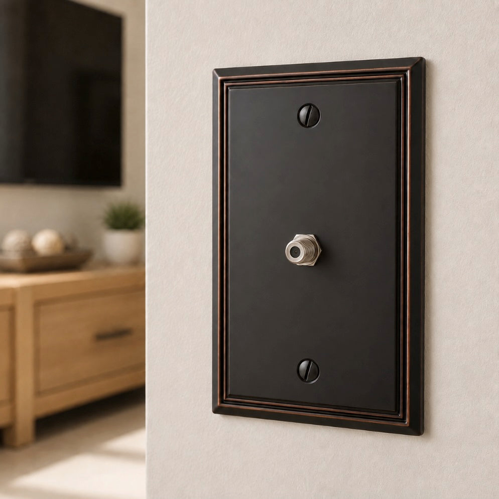 Cosmas 65093-ORB Oil Rubbed Bronze Single Cable Wall Plate