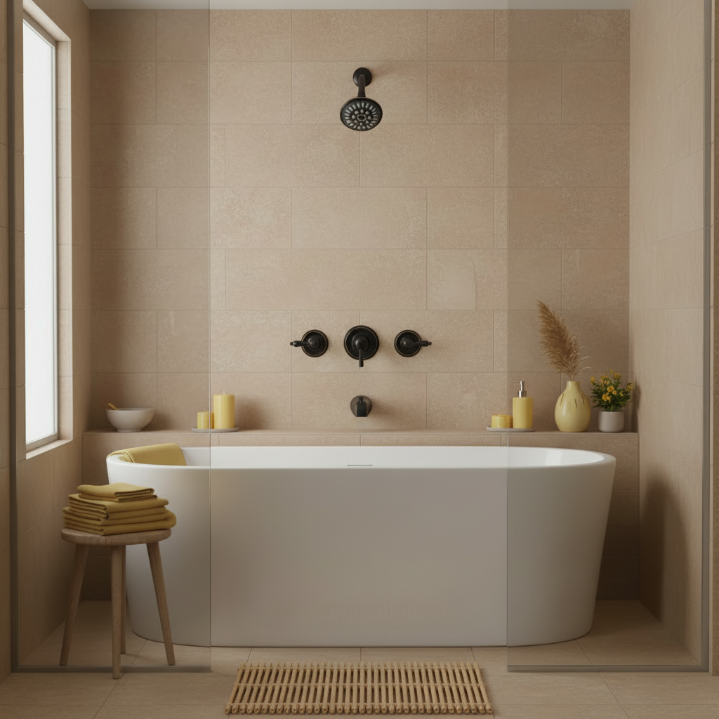 Designers Impressions 651693 Oil Rubbed Bronze Tub / Shower Combo Faucet with Multi-Setting Shower Head