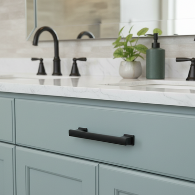 Cosmas 702-3.5FB Flat Black Contemporary Cabinet Pull