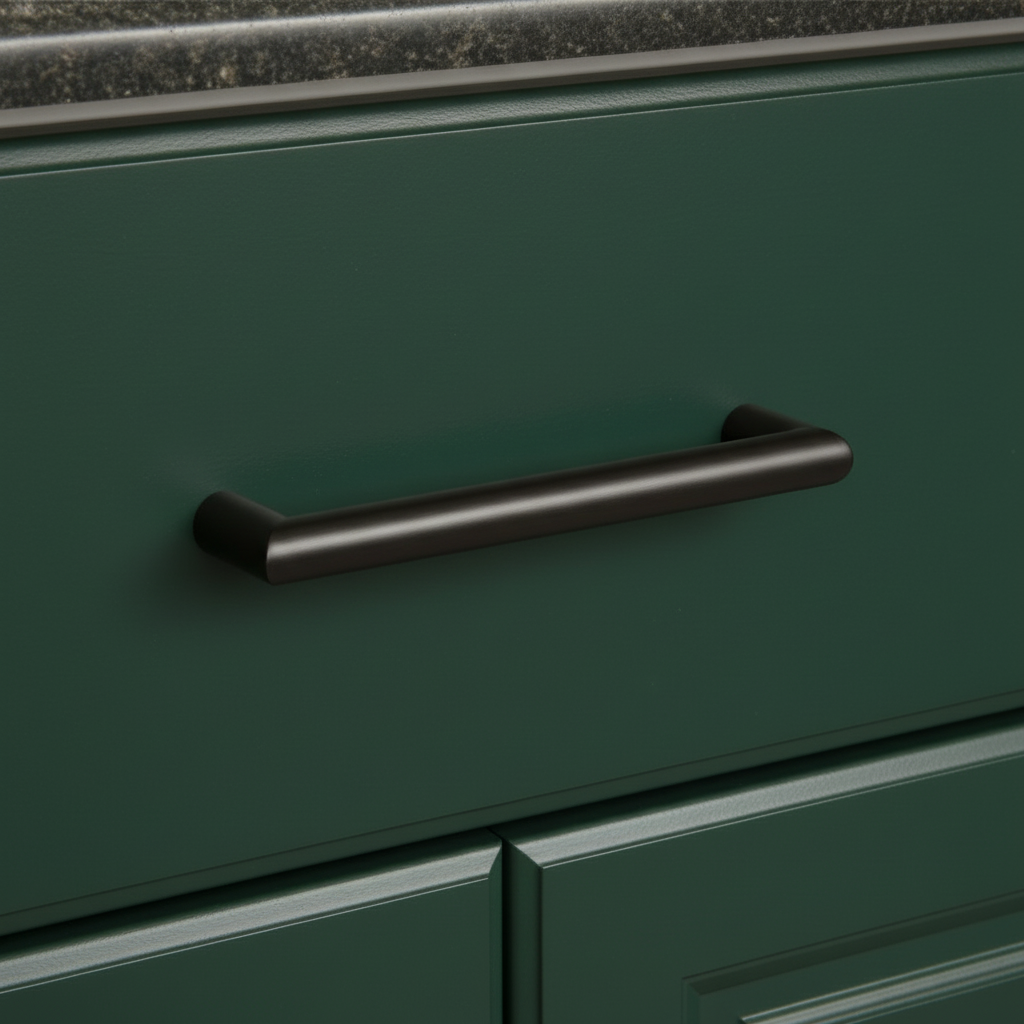 oil rubbed bronze on a green drawer 