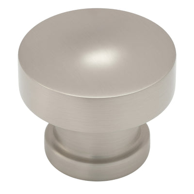 Satin nickel round contemporary cabinet knob