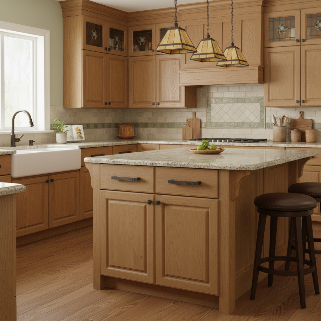 Wooden cabinet with a black handle on a white countertop background