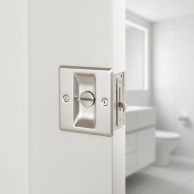 Satin Nickel Privacy Pocket Door Lock