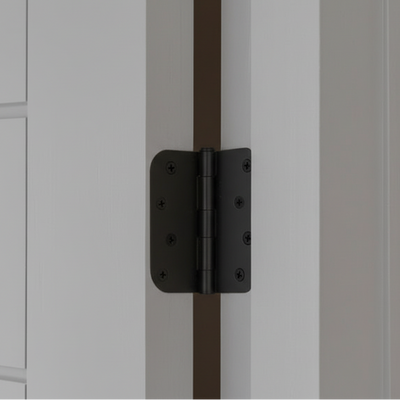 Door Hinge, Matte Black 4" with 5/8" Radius Corners
