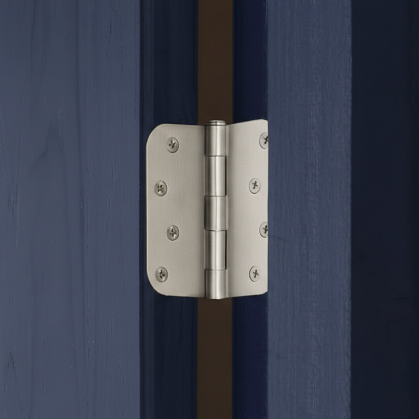 Door Hinge, Satin Nickel, 4" with 5/8" Radius Corners