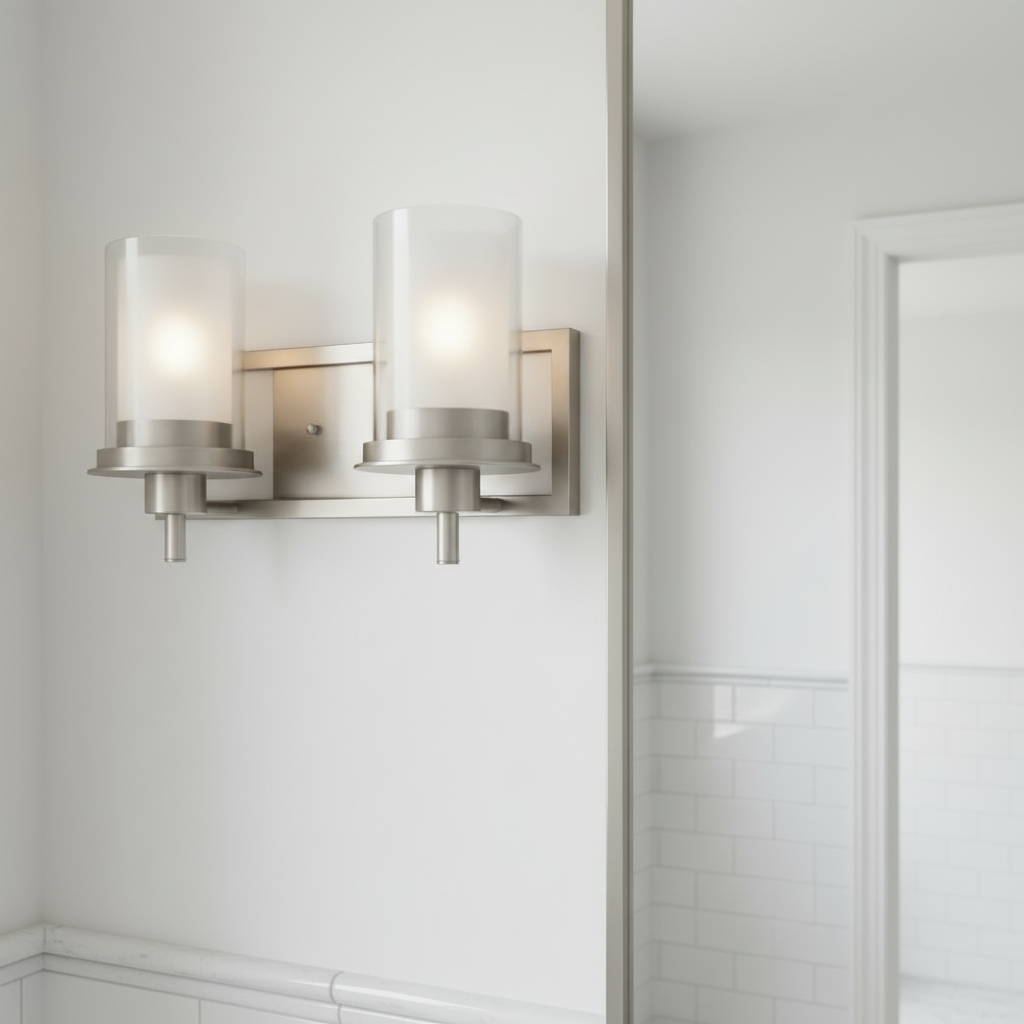 Juno Satin Nickel 2 Light Wall Sconce / Bathroom Fixture
