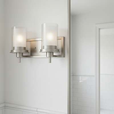 Juno Satin Nickel 2 Light Wall Sconce / Bathroom Fixture