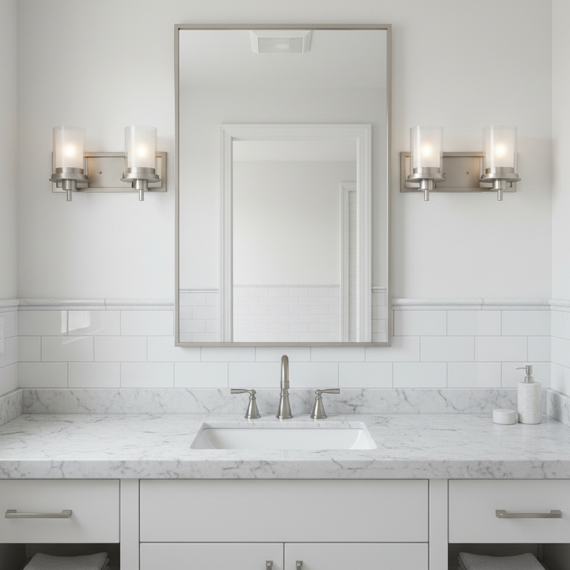 Juno Satin Nickel 2 Light Wall Sconce / Bathroom Fixture