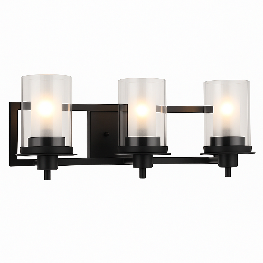 Juno Matte Black 3 Light Wall Sconce / Bathroom Fixture