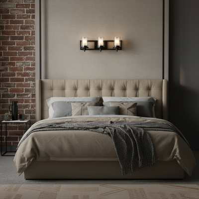 Juno Matte Black 3 Light Wall Sconce / Bathroom Fixture