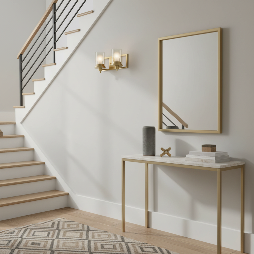 Juno Brushed Brass 2 Light Wall Sconce / Bathroom Fixture