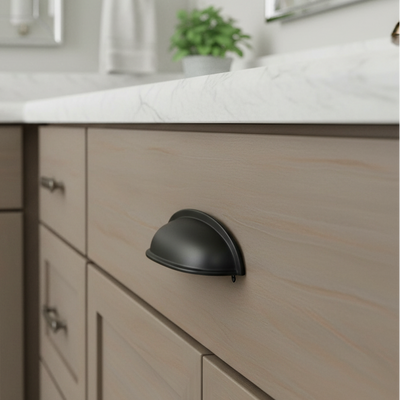 Cosmas 7712FB Flat Black Cabinet Cup Pull