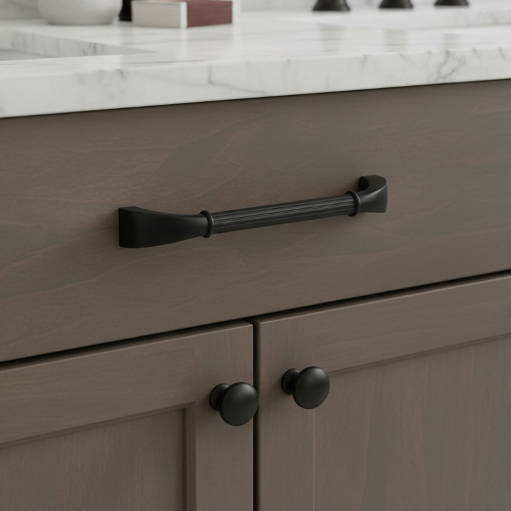Cosmas 7714-128FB Flat Black Cabinet Pull