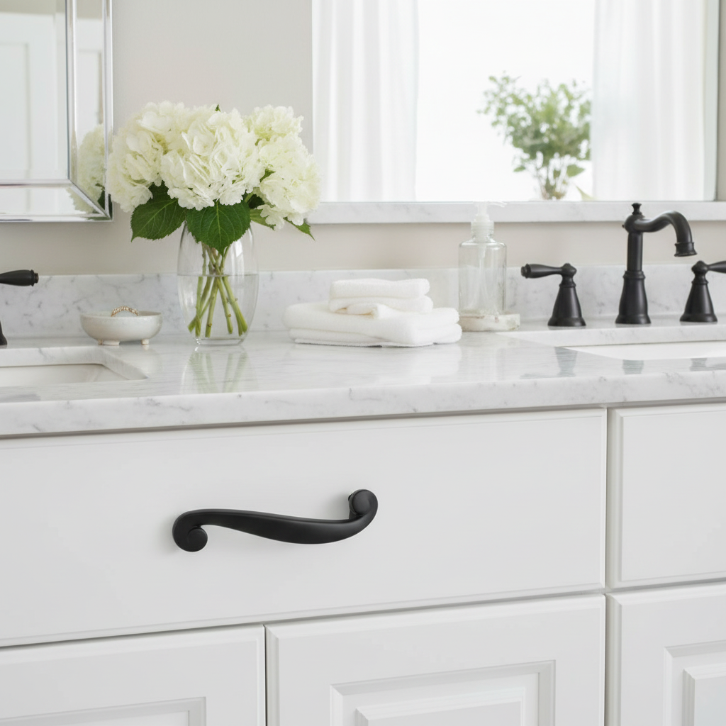 Cosmas 774FB Flat Black Swirl Cabinet Pull