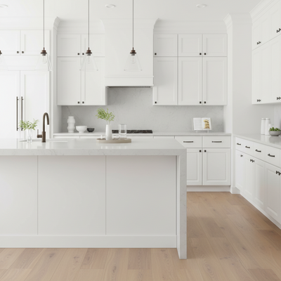 oil rubbed bronze in a modern white kitchen 
