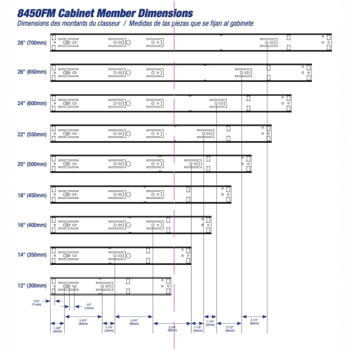KV 8450FM 18" Soft-Close Full Extension Drawer Slides
