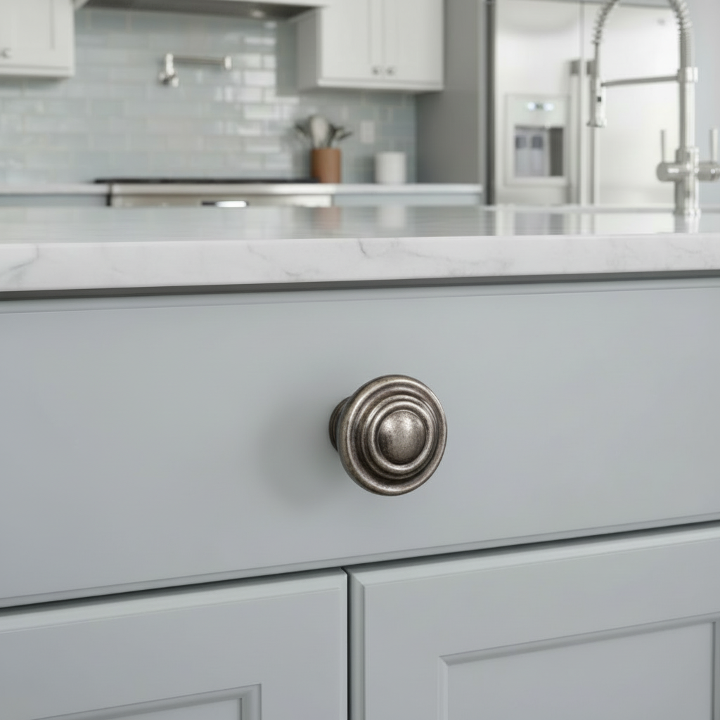 Cosmas 9971AS Antique Silver 3 Ring Cabinet Knob