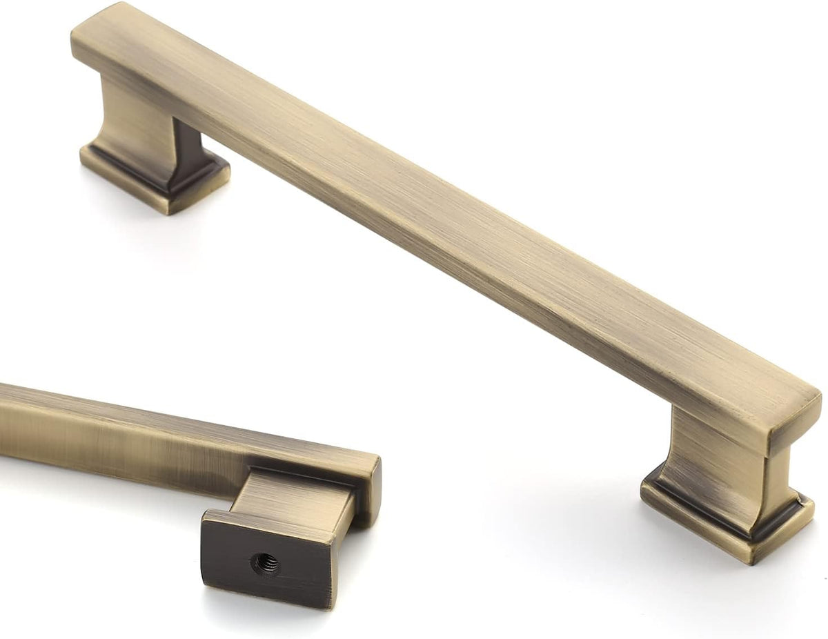 Alzassbg 10 Pack Brushed Antique Brass Cabinet Pull 5 Inch (128mm) Hole Centers