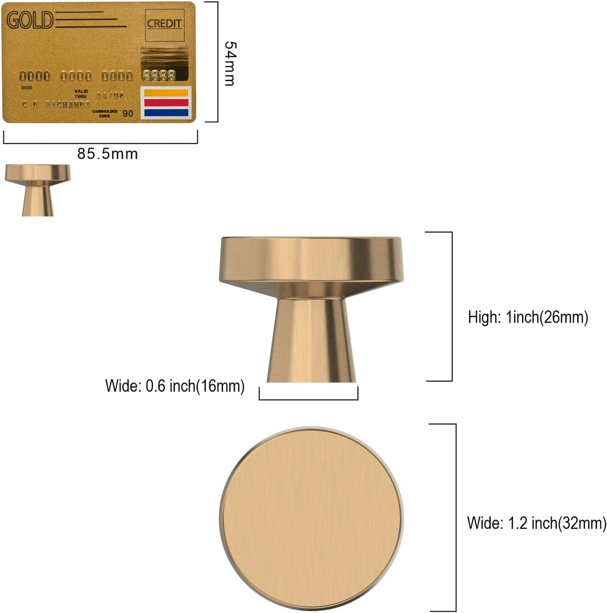 Amerdeco 10 Pack Champagne Bronze 1-1/4 Inch(32mm) Cabinet Knobs