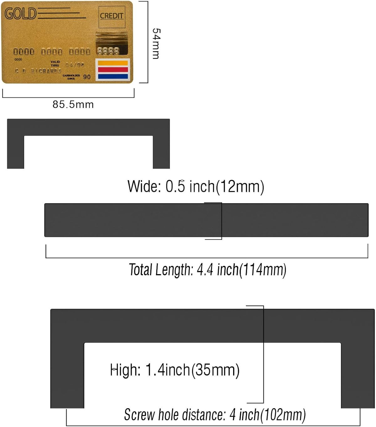 Amerdeco 10 Pack Matte Black Cabinet Pulls 4 Inch (102mm) Hole Centers