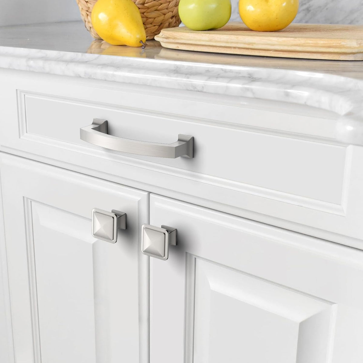 Amerdeco 10 Pack Brushed Satin Nickel 3-3/4 Inch (96mm) Hole Center Cabinet Pulls