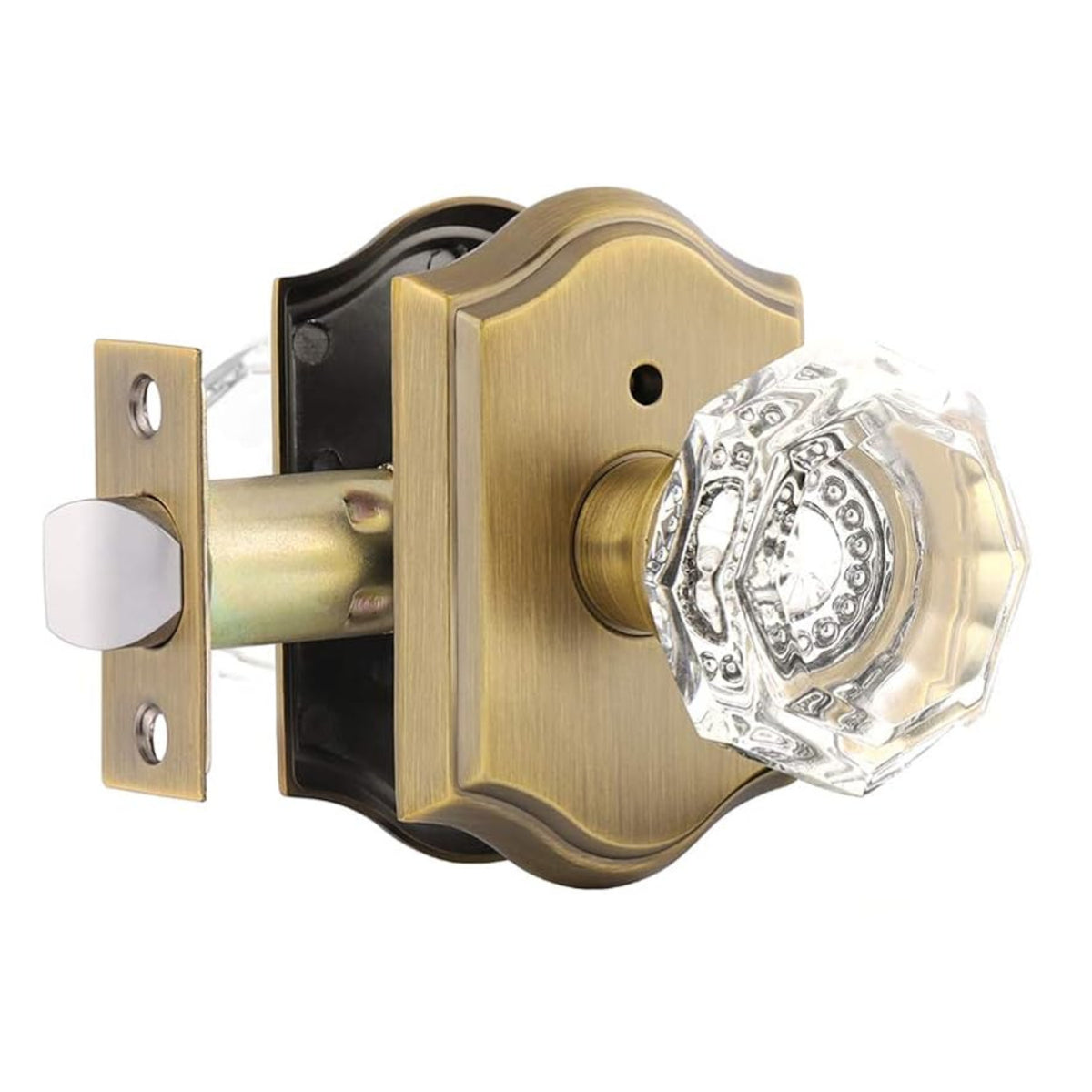 Antique Brass Crystal Privacy Locking Bedroom/Bathroom Door Knob