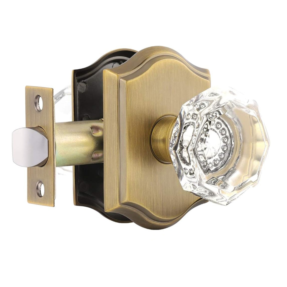 Antique Brass Crystal Passage Non-Locking Hallway/Closet Door Knob