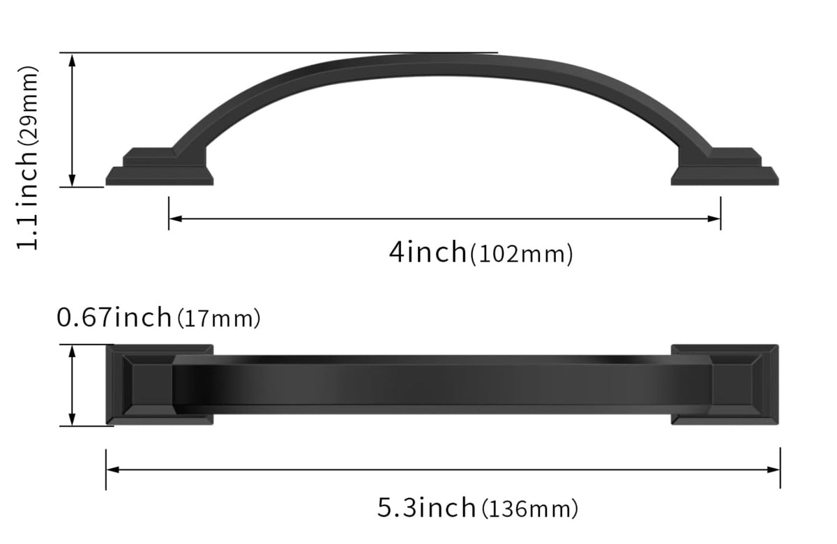 Asidrama 10 Pack 3 Inch (76mm) Matte Black Kitchen Cabinet Handles